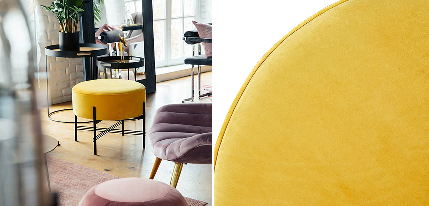 Пуф желтый велюровый Sanjay Velour Pouf Yellow Пуф желтый велюровый Sanjay Velour Pouf Yellow - Loft-Concept в Грозном