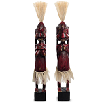 Комплект из 2-х деревянных статуэток Asmat Straw Headdress Statuettes Red варинант исполнения - 5 | Loft Concept в Грозном