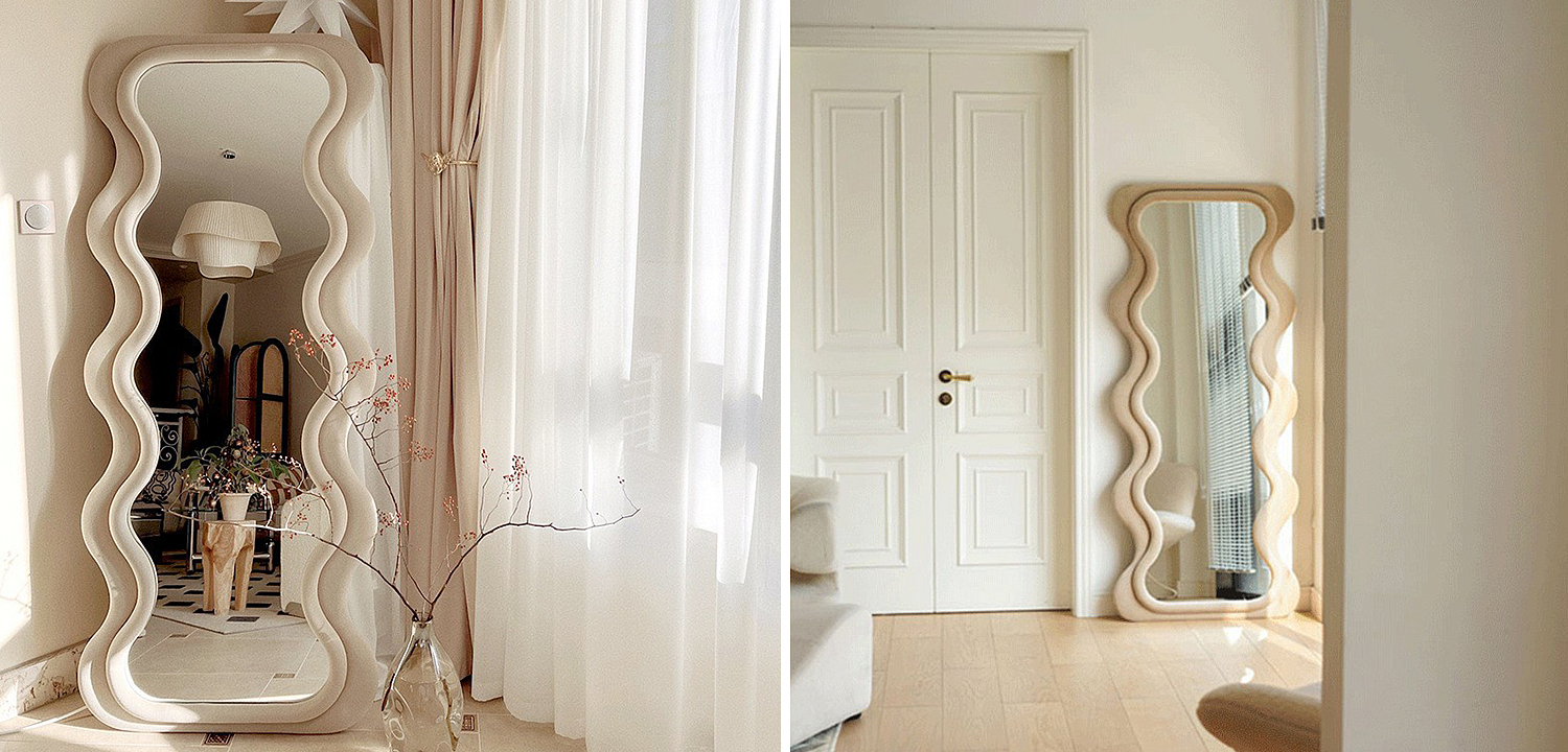 Зеркало Velvet Curved Waves Mirror Зеркало Velvet Curved Waves Mirror - Loft-Concept в Грозном