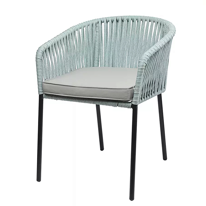 Стул с декором в виде плетеных лент на спинке и подлокотниках Semicircular Chair Decorated with Ribbons Бежевый Голубой Стул с декором в виде плетеных лент на спинке и подлокотниках Semicircular Chair Decorated with Ribbons Бежевый Голубой в Грозном | Loft Concept