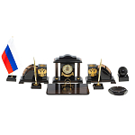 Настольный письменный набор с часами из природного камня обсидиана National Еmblem варинант исполнения - 1 | Loft Concept в Грозном