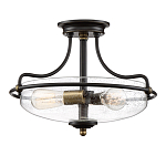 Потолочный светильник со стеклянным плафоном на изогнутых кронштейнах Quoizel  варинант исполнения - 15 | Loft Concept в Грозном