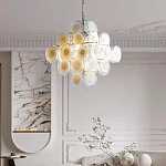 Люстра  с каскадом из круглых декоративных элементов  White Clear Glass Chandelier варинант исполнения - 3 | Loft Concept в Грозном