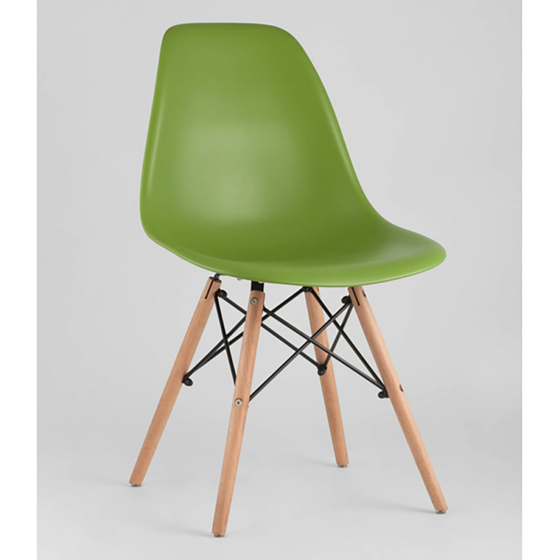 Пластиковый стул на ножках из массива бука Eames Green Зеленый Древесина в Грозном | Loft Concept 