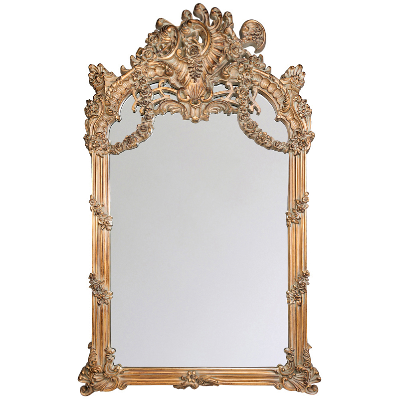Зеркало настенное в ажурной раме с эффектом старины Classic Ornament Mirror Светло-коричневый Зеркало настенное в ажурной раме с эффектом старины Classic Ornament Mirror Светло-коричневый в Грозном | Loft Concept