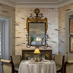 Обои ручная роспись Fishes Blue Pearl on Tarnished Silver gilded silk with pearlescent antiquing варинант исполнения - 6 | Loft Concept в Грозном