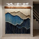 Текстильный Арт-объект на стену ручной работы из веревок Blue Mountains варинант исполнения - 2 | Loft Concept в Грозном