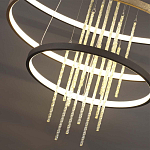 Люстра подвесная с 3-мя круглыми подвесами в черном и золотистом цвете и вертикальными подвесками Ring Horizontal варинант исполнения - 3 | Loft Concept в Грозном