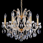 Люстра подвесная с 6-ю лампочками и прозрачными хрустальными подвесками на основании золотого цвета Crystal lamps варинант исполнения - 1 | Loft Concept в Грозном