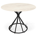 Стол обеденный с круглой керамической столешницей песчаного цвета Sand Ceramics варинант исполнения - 1 | Loft Concept в Грозном