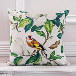 Декоративная подушка бежевая с изображением птица в саду Blooming Birds варинант исполнения - 2 | Loft Concept в Грозном