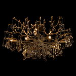 Потолочная люстра в виде ветвей деревьев золотого цвета с прозрачными подвесками-каплями Droplet Chandelier варинант исполнения - 4 | Loft Concept в Грозном