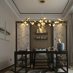 Люстра в виде золотой ветки с цветами и птичками Marvelous Garden варинант исполнения - 5 | Loft Concept в Грозном