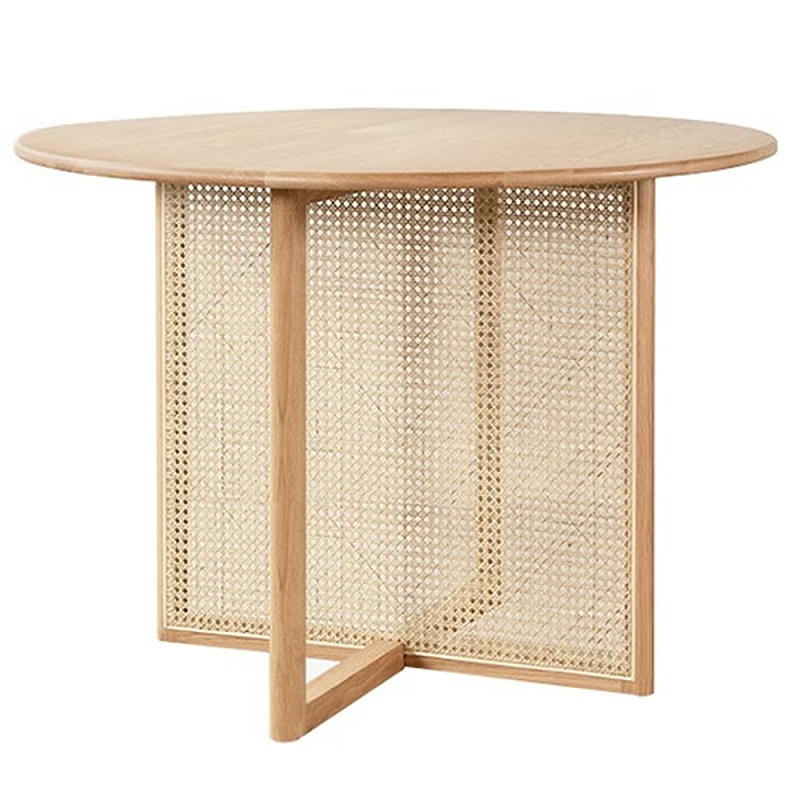 Обеденный стол круглый с плетёным основанием из ротанга Soda Dinning Table Бежевый Обеденный стол круглый с плетёным основанием из ротанга Soda Dinning Table Бежевый в Грозном | Loft Concept