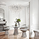 Люстра подвесная с прозрачными стеклянными подвесками в форме капель Диаметр 80 см Droplet Chandelier варинант исполнения - 11 | Loft Concept в Грозном