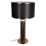 Настольная лампа с чёрным тканевым абажуром и металлическим корпусом золотого цвета Golden Arc варинант исполнения - 2 | Loft Concept в Грозном