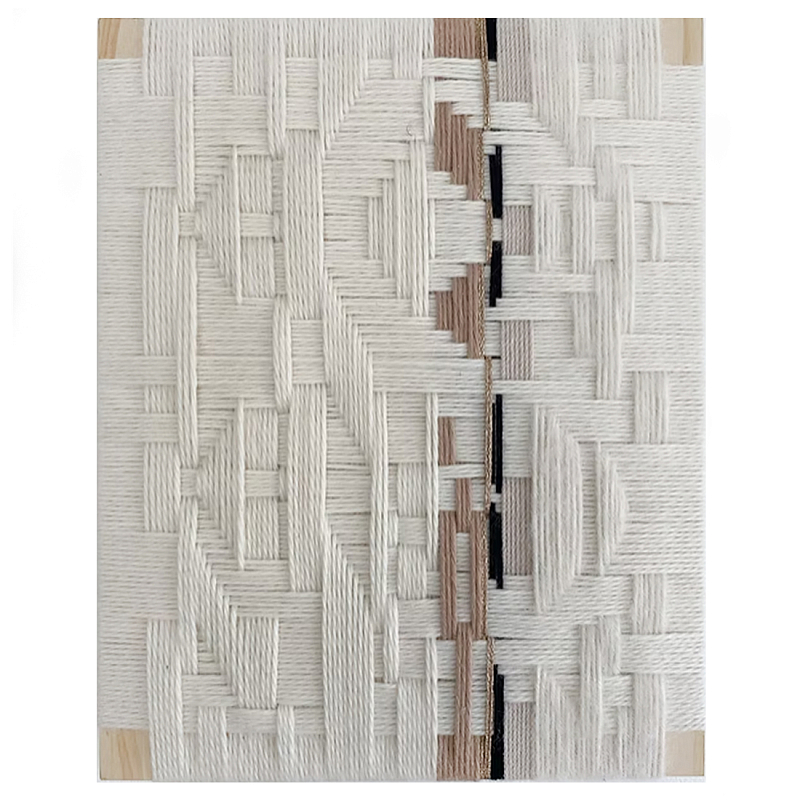 Текстильное панно ручной работы из хлопкового шнура wall panel line beige Коричневый Молочный в Грозном | Loft Concept 