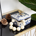 Фарфоровая шкатулка с бронзовой стрекозой Blue and White варинант исполнения - 7 | Loft Concept в Грозном