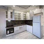 Угловой кухонный гарнитур белый и столешница под мрамор Gene Kitchen Set варинант исполнения - 6 | Loft Concept в Грозном