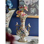 Ваза белого цвета из фарфора с цветочным рисунком и бронзовыми ручками с фигурками птиц Eden Garden porcelain and bronze варинант исполнения - 2 | Loft Concept в Грозном