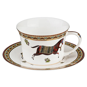 Чайная пара из фарфора с изображением лошади 250 мл Porcelain Horse Set 