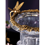 Ваза из прозрачного стекла на бронзовой подставке с ободком и ручками в виде стрекоз Eden Garden варинант исполнения - 5 | Loft Concept в Грозном