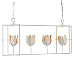 Люстра белая прямоугольная с абажурами в виде цветков тюльпана White Tulips варинант исполнения - 2 | Loft Concept в Грозном