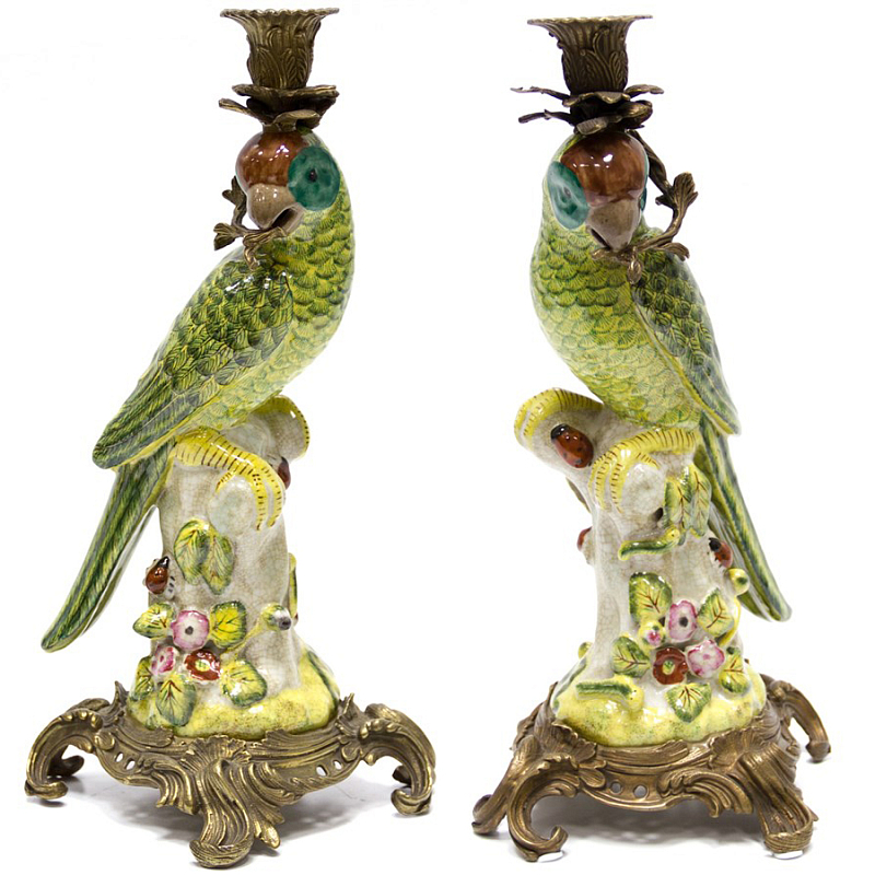 Подсвечник Candlestick Green Parrot Зеленый Бронза в Грозном | Loft Concept 