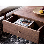 Кофейный стол из дерева с ящиком и нишей для хранения Coffee Walnut Table варинант исполнения - 7 | Loft Concept в Грозном