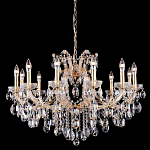 Люстра подвесная с 12-ю лампочками и прозрачными хрустальными подвесками на основании золотого цвета Crystal lamps варинант исполнения - 1 | Loft Concept в Грозном
