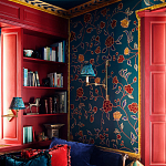 Обои с вышивкой ручной работы Flora Rio colourway on Liso Pine wool sateen варинант исполнения - 1 | Loft Concept в Грозном