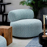 Дизайнерское круглое мягкое кресло в голубой пестрой обивке Roux Round Armchair варинант исполнения - 5 | Loft Concept в Грозном