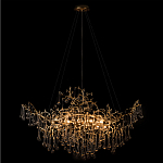 Подвесная люстра в виде ветвей деревьев золотого цвета с прозрачными подвесками-каплями 10 и 14 ламп Droplet Chandelier варинант исполнения - 2 | Loft Concept в Грозном