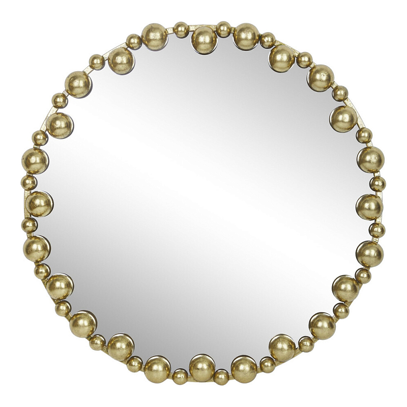 Зеркало круглое в фактурной золотистой раме из металла Mirror Golden Placer Золотой в Грозном | Loft Concept 
