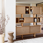 Приставной стол с отделкой из джута Juti D30 см варинант исполнения - 7 | Loft Concept в Грозном