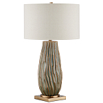 Настольная лампа с фактурным корпусом и тканевым абажуром Smooth Peaks варинант исполнения - 3 | Loft Concept в Грозном