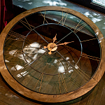 Часы настенные деревянные с римскими цифрами бронзового цвета Clock with History варинант исполнения - 3 | Loft Concept в Грозном