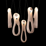 Подвесной светильник белого цвета с 6-ю изогнутыми плафонами Flow Loop варинант исполнения - 7 | Loft Concept в Грозном