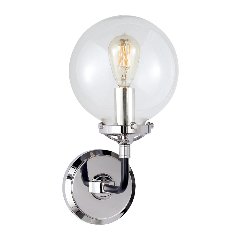 Бра Бистро Globe Clear Glass Single Sconce Nickel  в Грозном | Loft Concept 