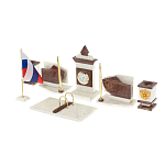 Настольный письменный набор из мрамора и лемезита с гербом и флагом России Marble Accessory варинант исполнения - 2 | Loft Concept в Грозном