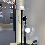 Настольная лампа с тремя прозрачными куполообразными плафонами и черным металлическим основанием Flos Wireline Lighting варинант исполнения - 4 | Loft Concept в Грозном