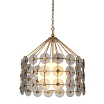 Люстра подвесная с круглыми дисками из серого фактурного стекла с белым матовым шаром внутри Quintiesse варинант исполнения - 1 | Loft Concept в Грозном