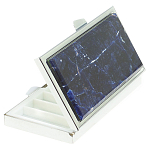 Таблетница карманная прямоугольная на 7 отделений с зеркалом и накладкой из натурального камня Содалит Silver Stone Pillboxes варинант исполнения - 1 | Loft Concept в Грозном