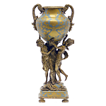 Ваза голубого цвета из фарфора с золотым растительным орнаментом и бронзовыми фигурками женщин Eden Garden porcelain and bronze варинант исполнения - 2 | Loft Concept в Грозном