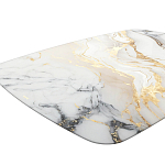 Обеденный стол с прямоугольной столешницей из стекла на черных металлических ножках White Marble варинант исполнения - 4 | Loft Concept в Грозном