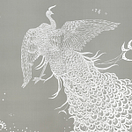 Обои ручная роспись в стиле Арт-деко Whistler Peacocks Special Colourway on Pale Grey dyed silk варинант исполнения - 1 | Loft Concept в Грозном