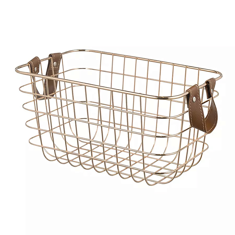 Корзина для хранения железная с ручками Iron Basket золотая Золотой Корзина для хранения железная с ручками Iron Basket золотая Золотой в Грозном | Loft Concept