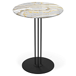 Стол журнальный с круглой столешницей из стекла Gray and Gold Marble варинант исполнения - 1 | Loft Concept в Грозном