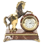 Часы настольные бронзовые с декором в виде коня Horse Stone Clock варинант исполнения - 1 | Loft Concept в Грозном