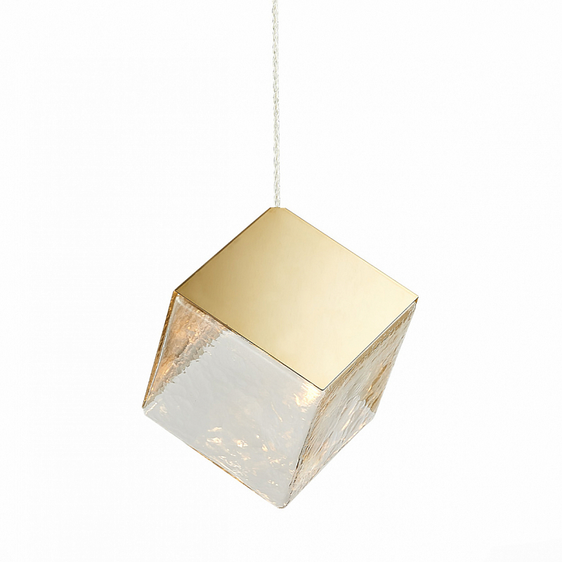 Подвесной светильник Lamp golden cube Золотой Прозрачный Подвесной светильник Lamp golden cube Золотой Прозрачный в Грозном | Loft Concept